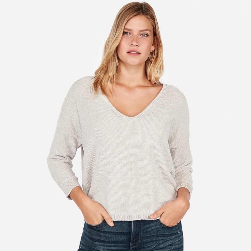 Express Chenille V-Neck Sweater